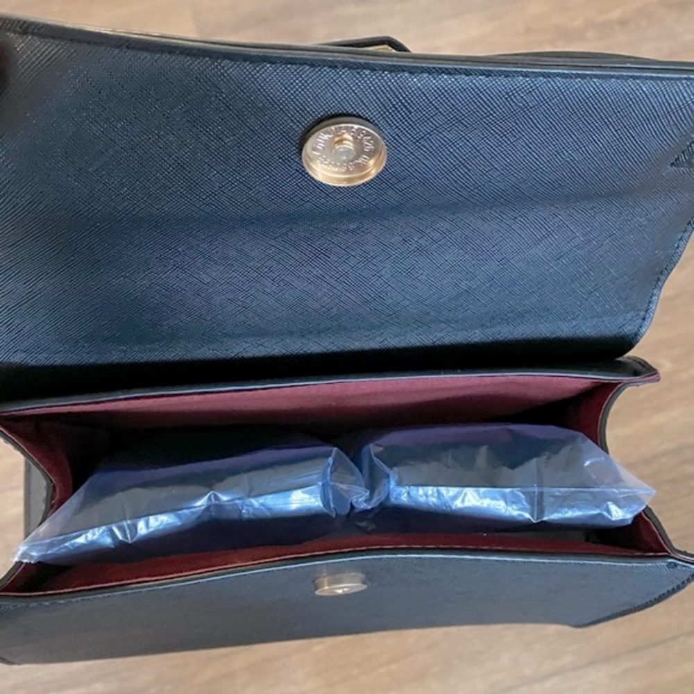 NEW! BUNDLE Scarf Handled Satchel With Crossbody Strap & Matching Wallet Black - Picture 6 of 15